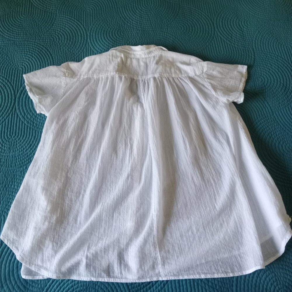 We The Free Oversized White Gauzy Button Down Top - Picture 6 of 8